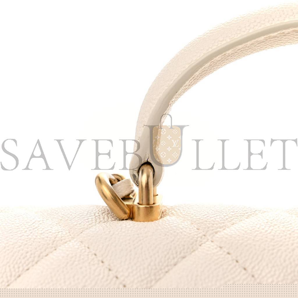Ch*el master  caviar quilted mini top handle rectangular flap white as2431 (20*13*9cm)